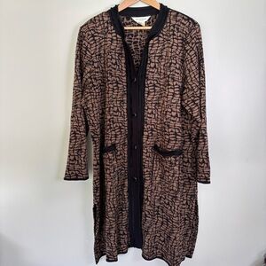 Exclusively Misook Woman Cardigan Long Cardigan Sweater Coatigan-Brown/Black-3X